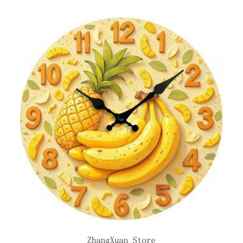 Modern Fruit Quiet Wall Clock with Noiseless Movement Suitable for Quiet Space 3XUF