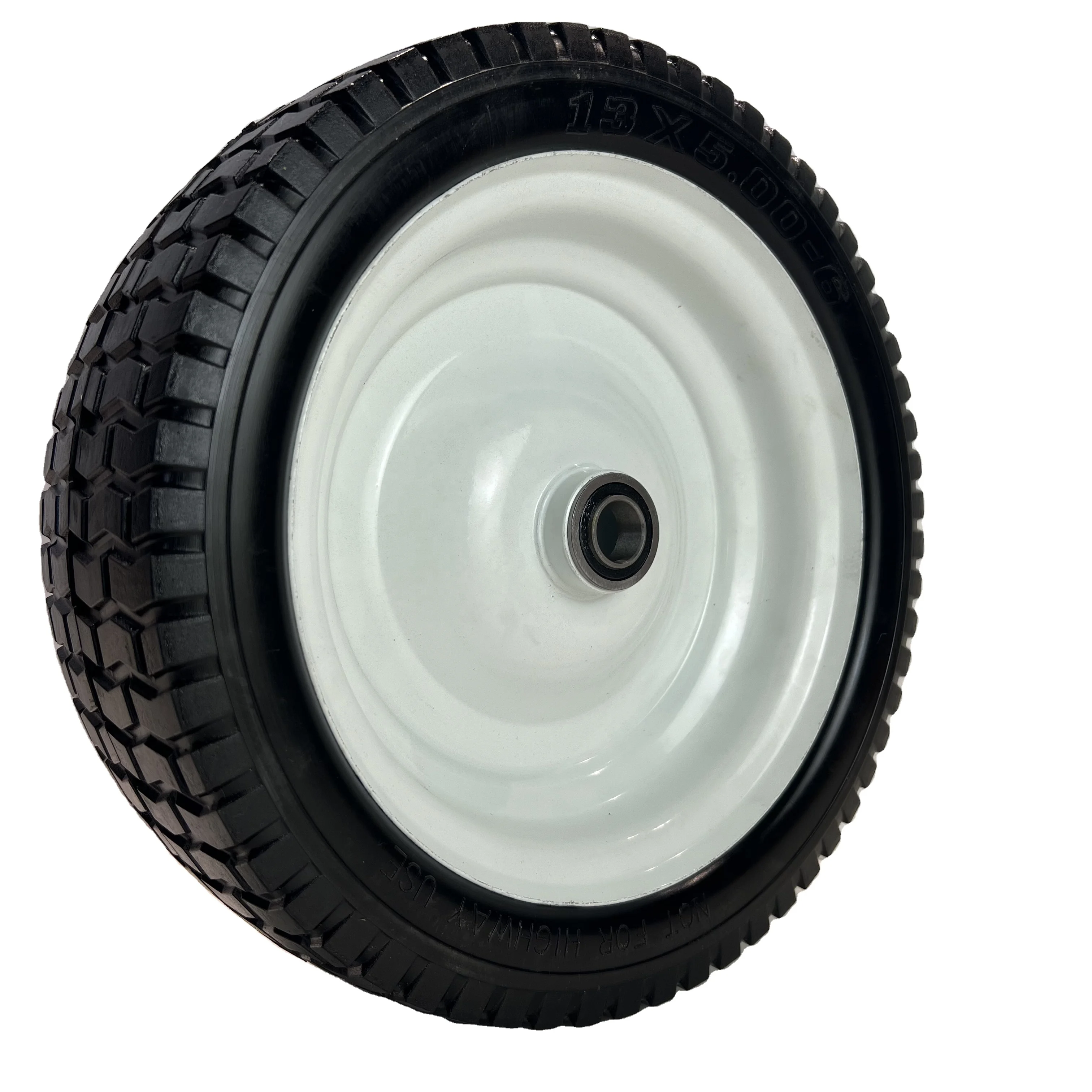 Pneu sem plano de 13 polegadas 13x5.00-6 Roda sólida de espuma PU para carrinho de mão de cortador de grama