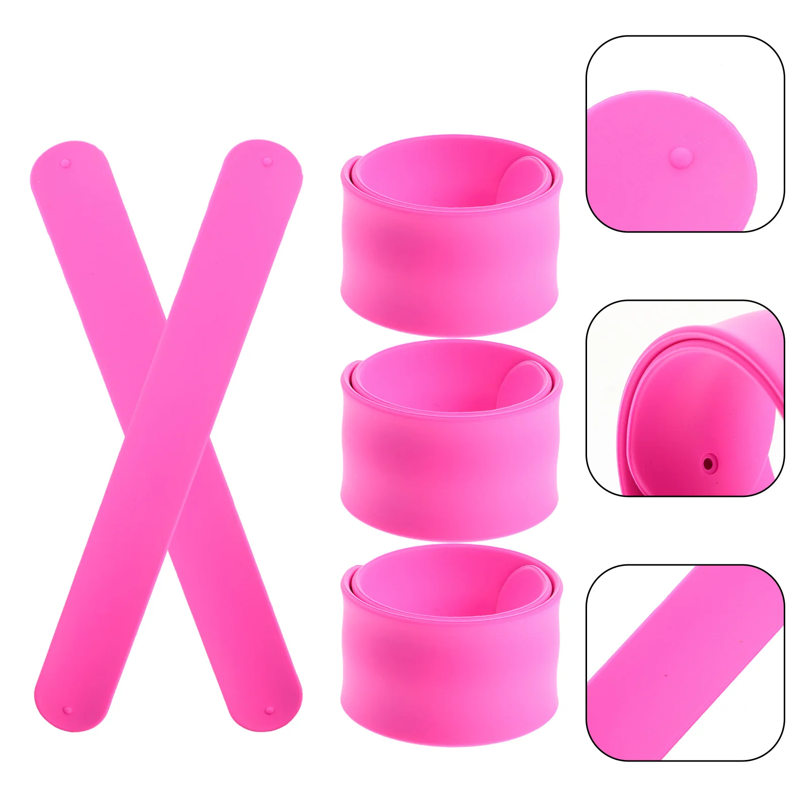 

5Pcs Silicone Slap Bracelets Kids Solid Color Easy Circle Wristbands Party Favor Classroom Birthday Festival Slap Bracelets