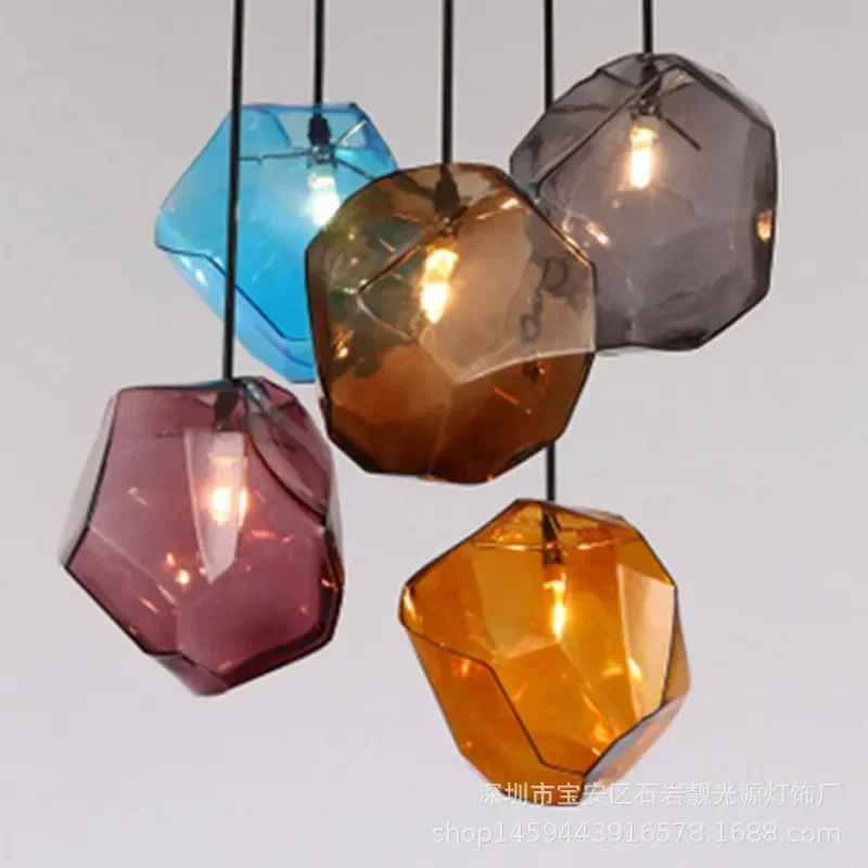 

Simple Stone Glass Pendant Light Colorful Indoor G4 LED Lamp The Restaurant Dining Room Bar Cafe Shop Lighting Fixture AC110-265