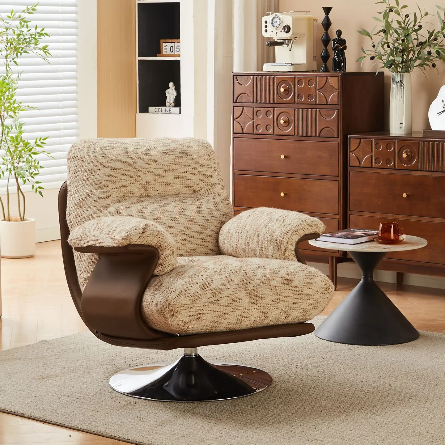 For Modern Design Swivel Lounge Chair Metal Frame One Seat Luxury Hotel Apartment Living Room Furniture Accent Armchair Comforta