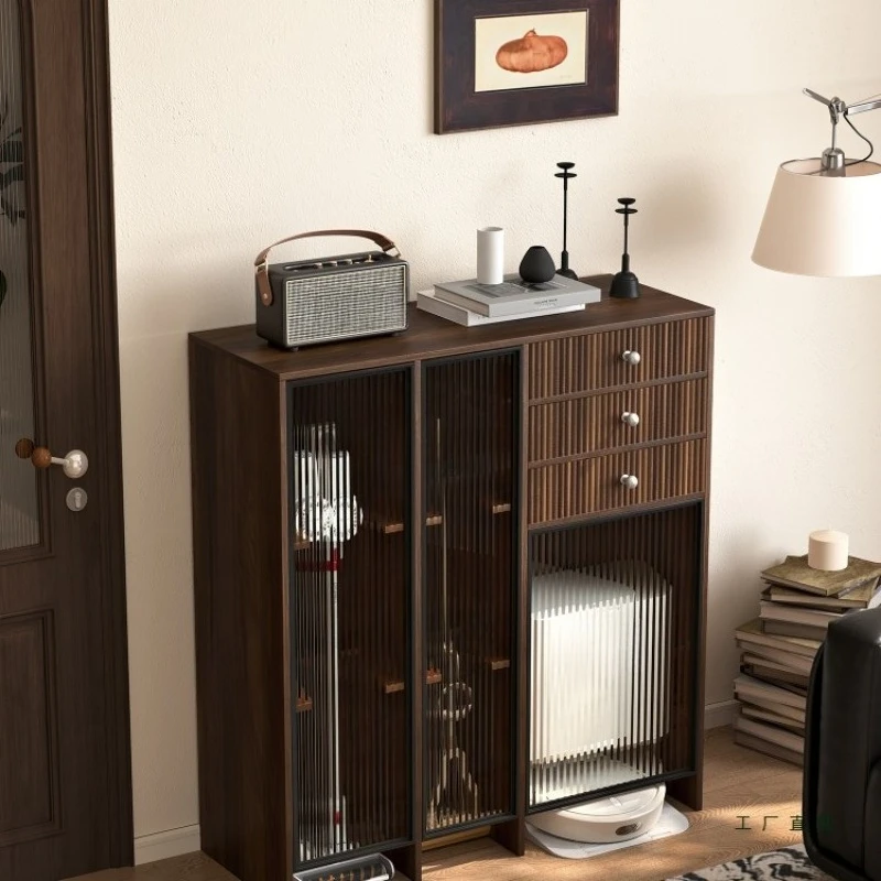 Sweeping robot storage cabinet, vacuum cleaner storage cabinet, solid wood multi-functional storage
