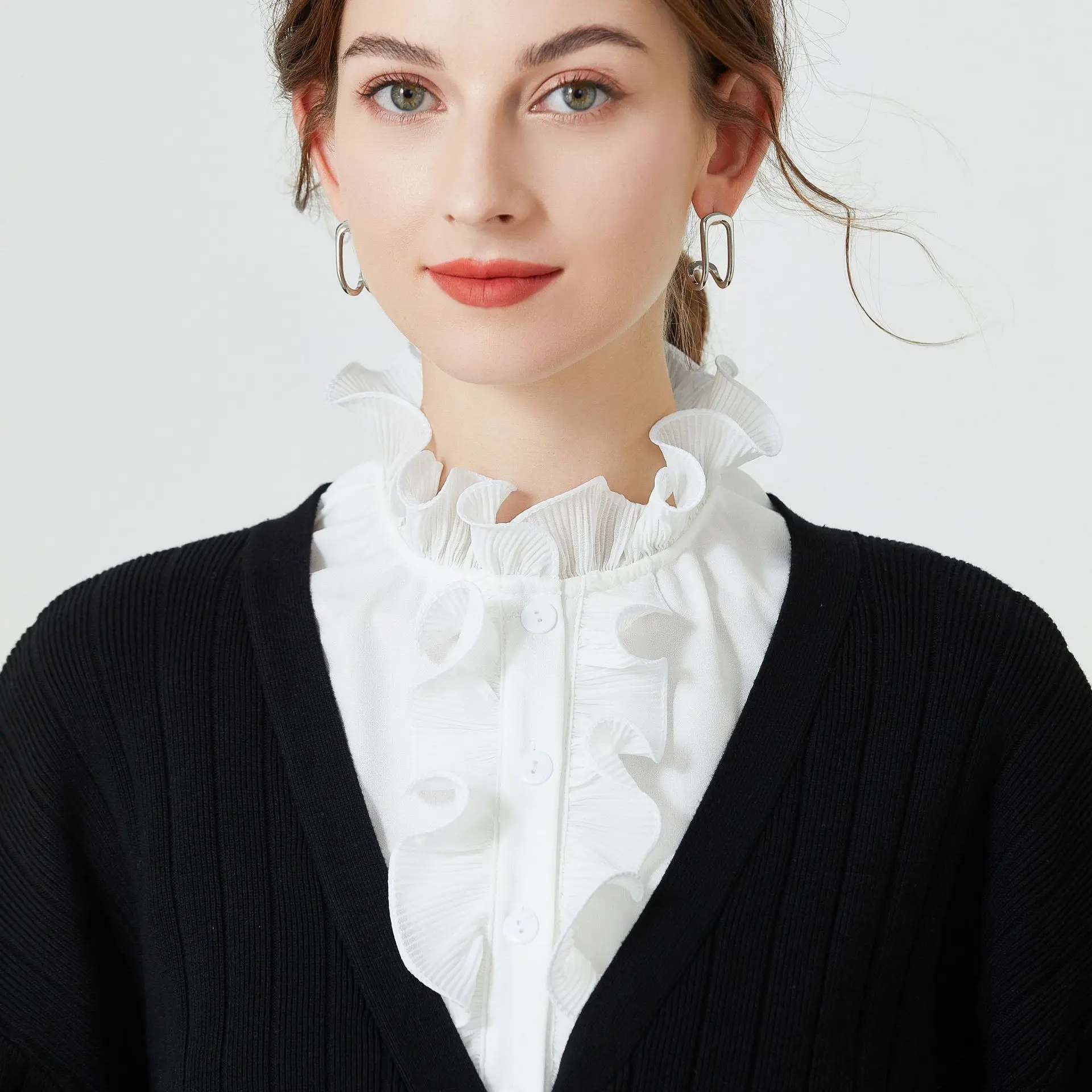 White Lace  Versatile New Base Big Pointed Collar, Fake Shirt Collar