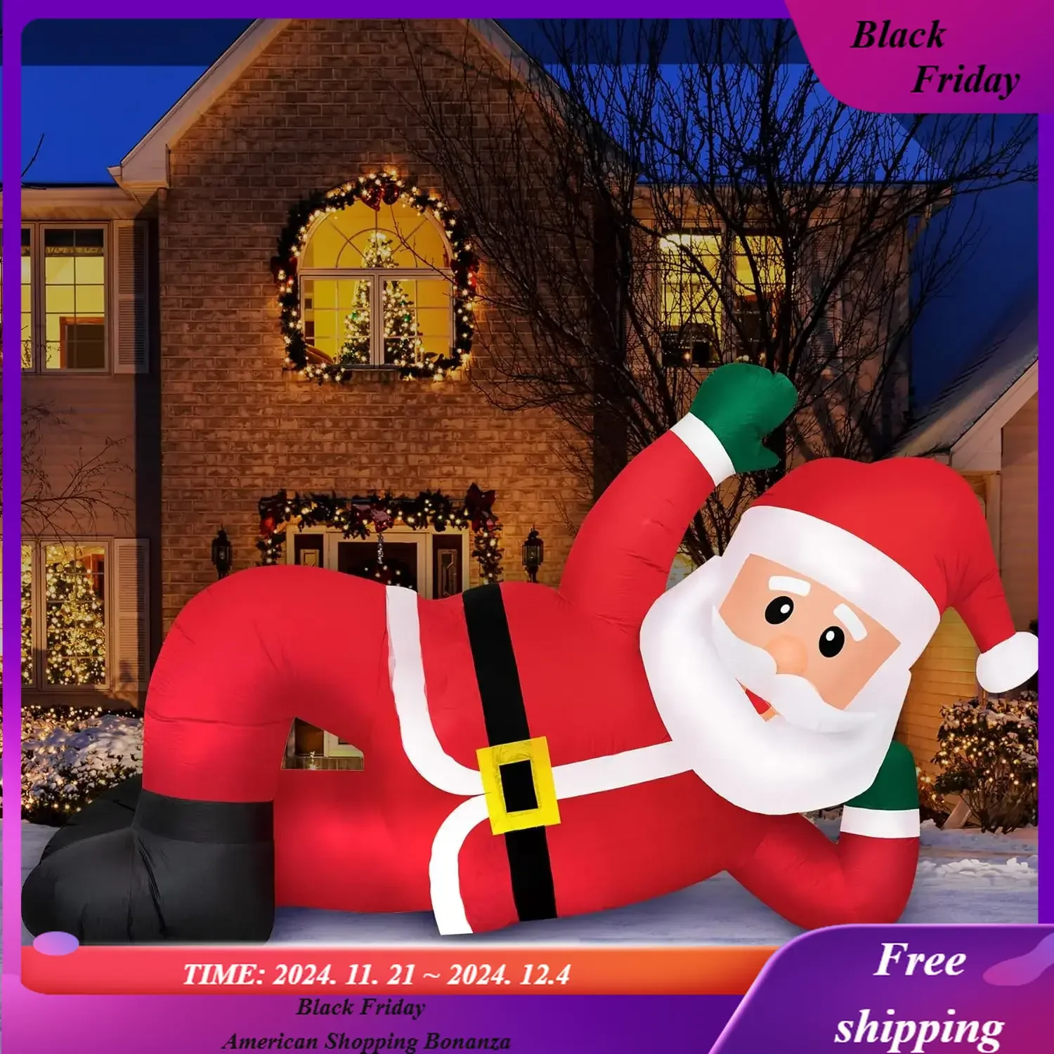 Christmas Inflatables Large 10 ft Lounging Santa - Inflatable Outdoor Christmas Decorations Blow Up X-mas Decorations