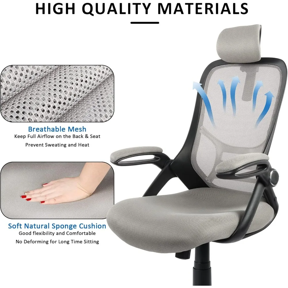 Office Chair Ergonomic Mesh Swivel Computer Task Desk Chair Comfortable, Flip-up Arms, Adjustable Height