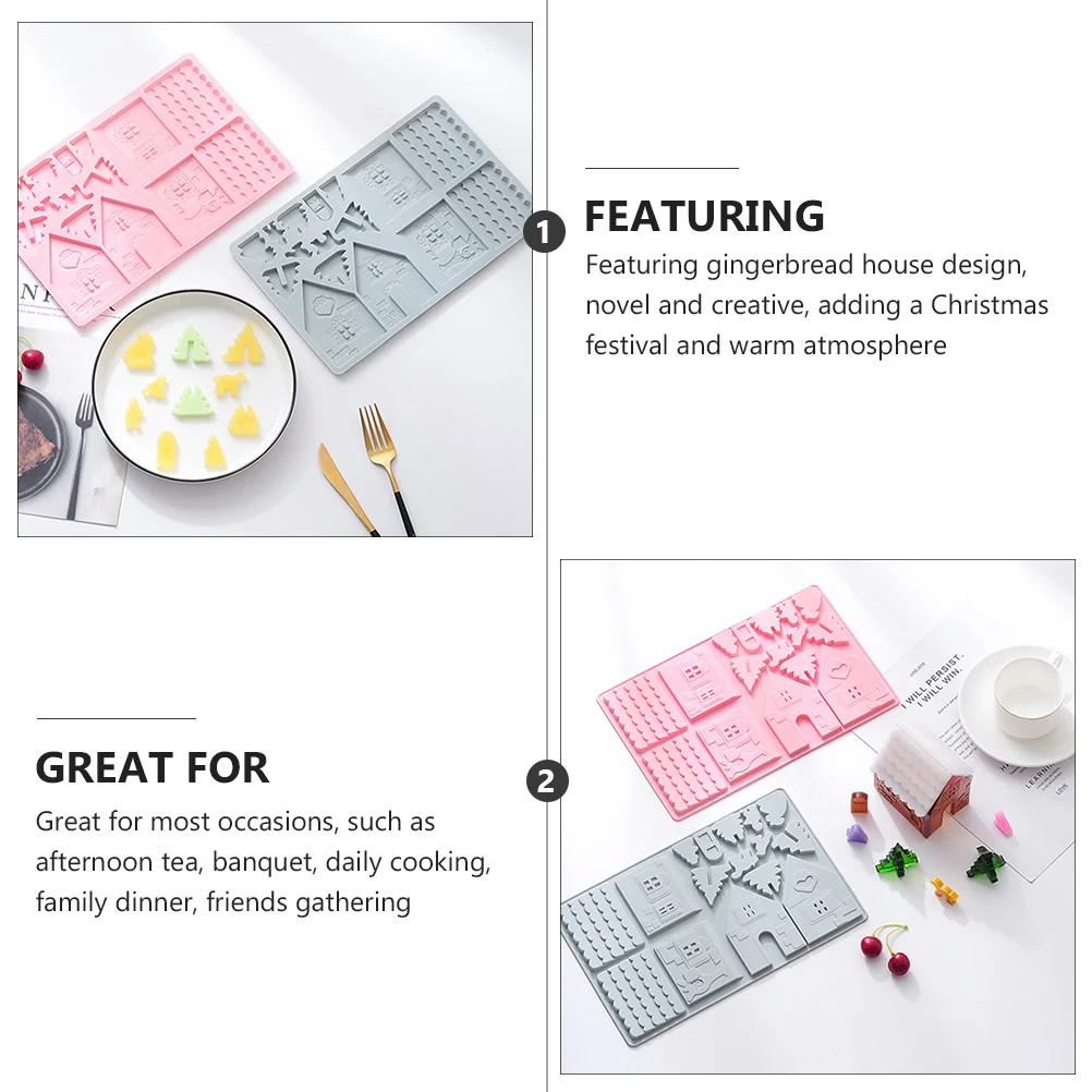 

2 Pcs Silicone DIY Mold Food Making Mould Chocolate Baking Christmas Cake Home Shaped