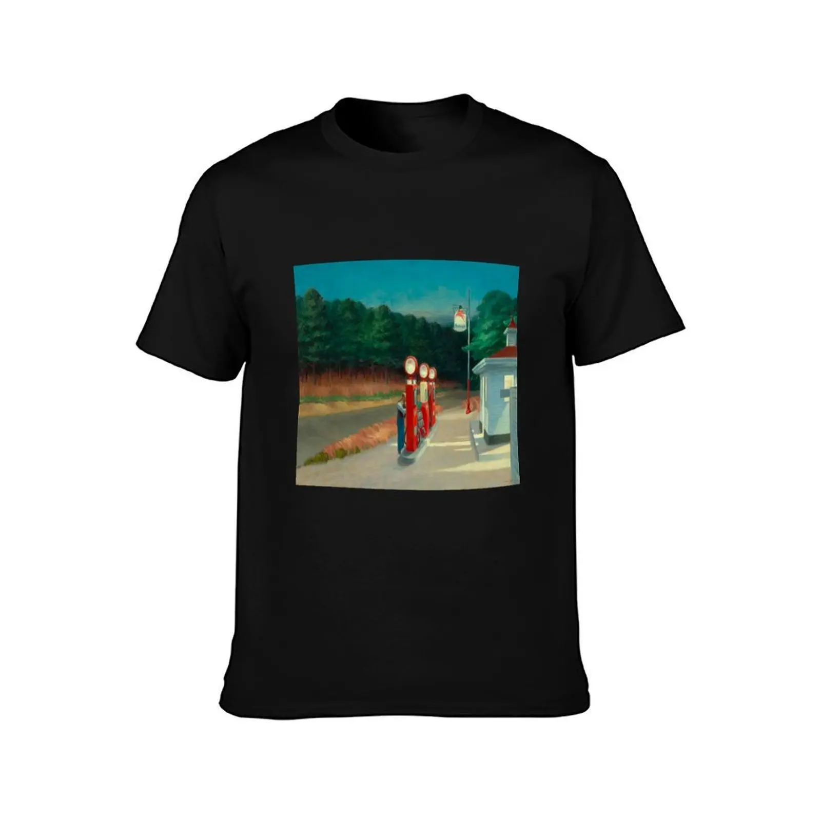 Edward Hopper - Gas, Art reproduction T-Shirt Retro Graphic Print T-Shirt