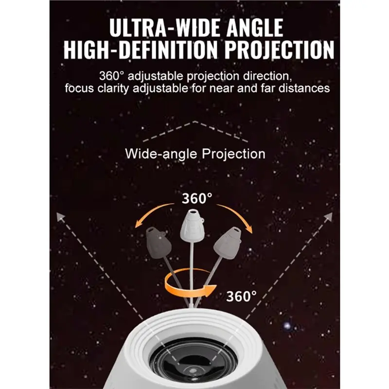 A27F-Galaxy Starry Star Projector Night Light Adjustable Brightness For Car Bedroom Projection Films