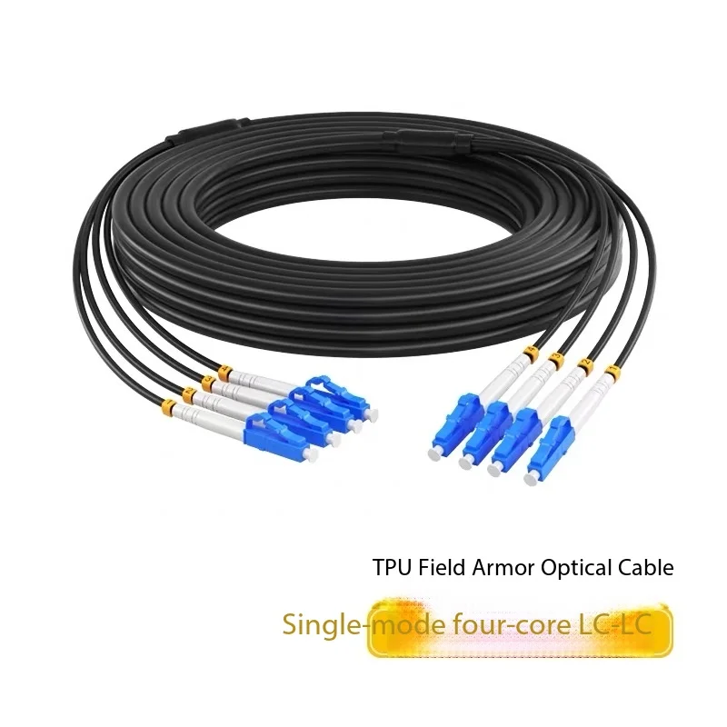 1M-500M 4C armored optical Patch Cord TPU 5mm LC SC FC ST APC 100m 50m 150m 200m 4 Core singlemode SM ftth jumper fiber 120m