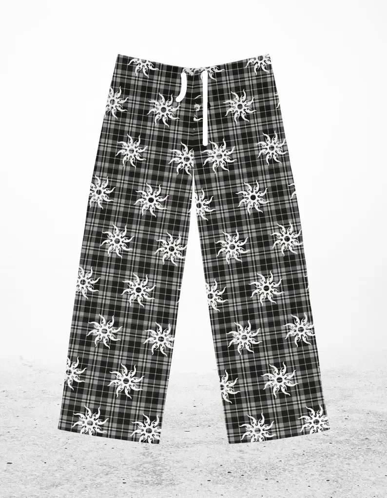 New Model Men Gothic Vertical Graphic Wide Leg Sweatpants Drawstring Loose Straight Baggy Y2K Dark Punk Streetwear Pants.