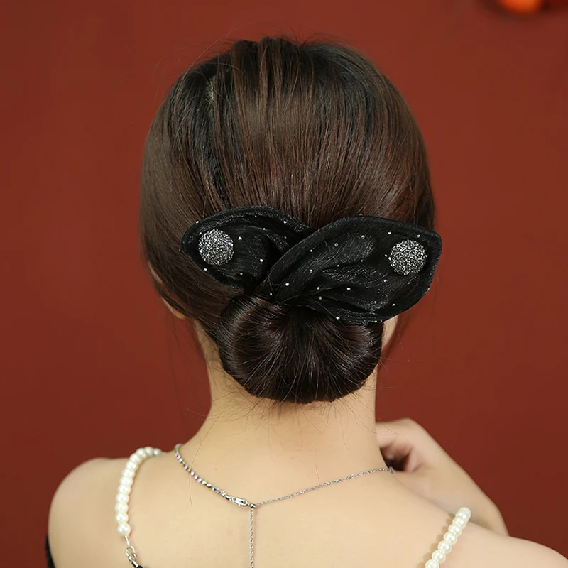 Women\'s Net Yarn Bow Rabbit Ear Headband Roller Magic Twisted Hairstyle Band 2023 New Fashion Hair Accessories