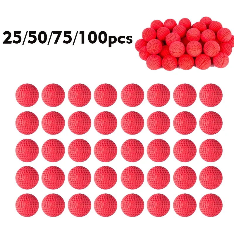 25/50/75/100 pçs rodadas espuma macia apollo recarga munição bola balas para série rival arma de brinquedo prática ao ar livre balas vermelhas