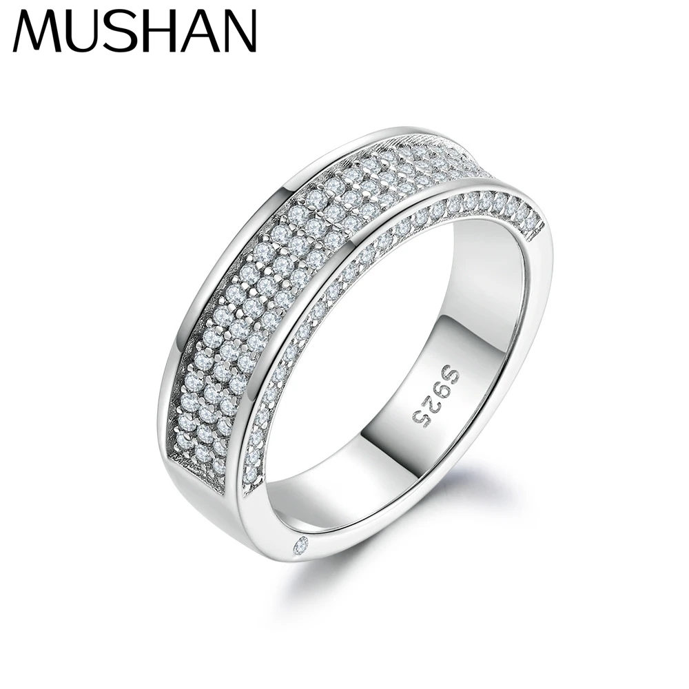 

MuShan Luxury Jewelry 925 Sterling Silver Ring Zircon 7A Emerald Daily Wear for Bride 18K Gold Plated Fine Jewelry Rings