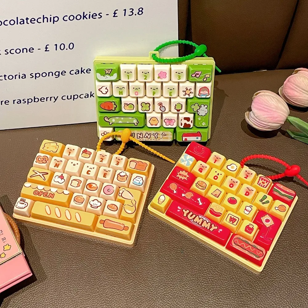 Food Burger Hot Dog Stress ReliefKnock Stress Relief 26Key Keyboard Keychain Pendant Couple Bag Charm Toy Cosplay Vocaloid Anime view 3