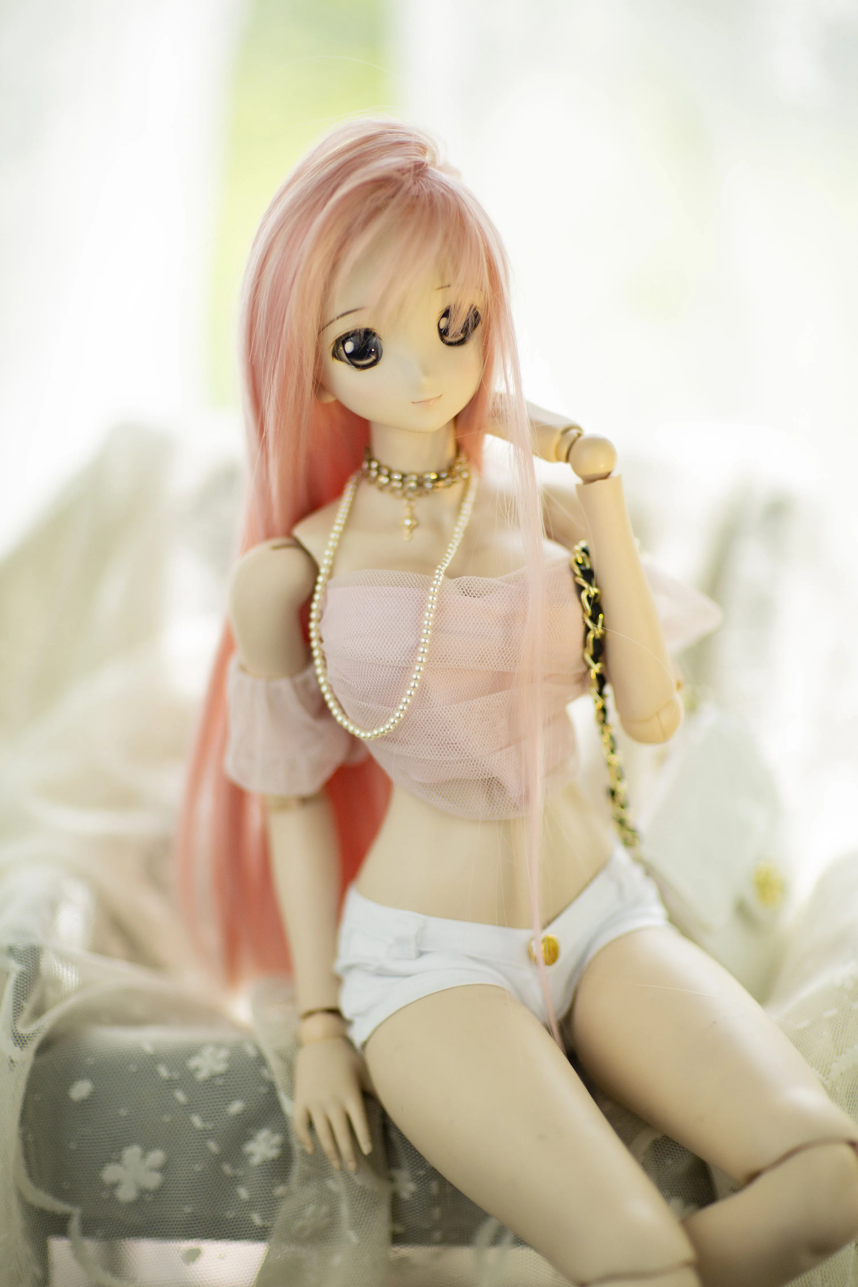 D04-B405 children handmade toy 1/4 1/3 girl uncle BJD Doll clothes sd dd id75 soom ip Pink Off Shoulder Underwear 1pcs