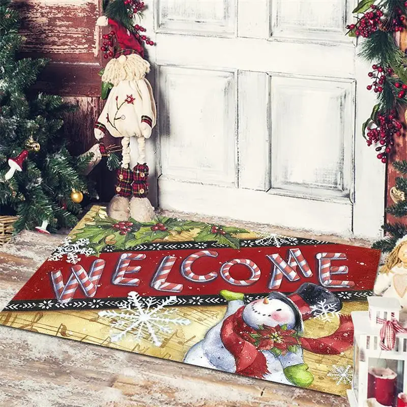 Christmas Decoration Floor Mat Entrance Door Bedroom Bath Toilet Anti Slip Mat Carpet 2024 Merry Christmas Navidad New Year Gift