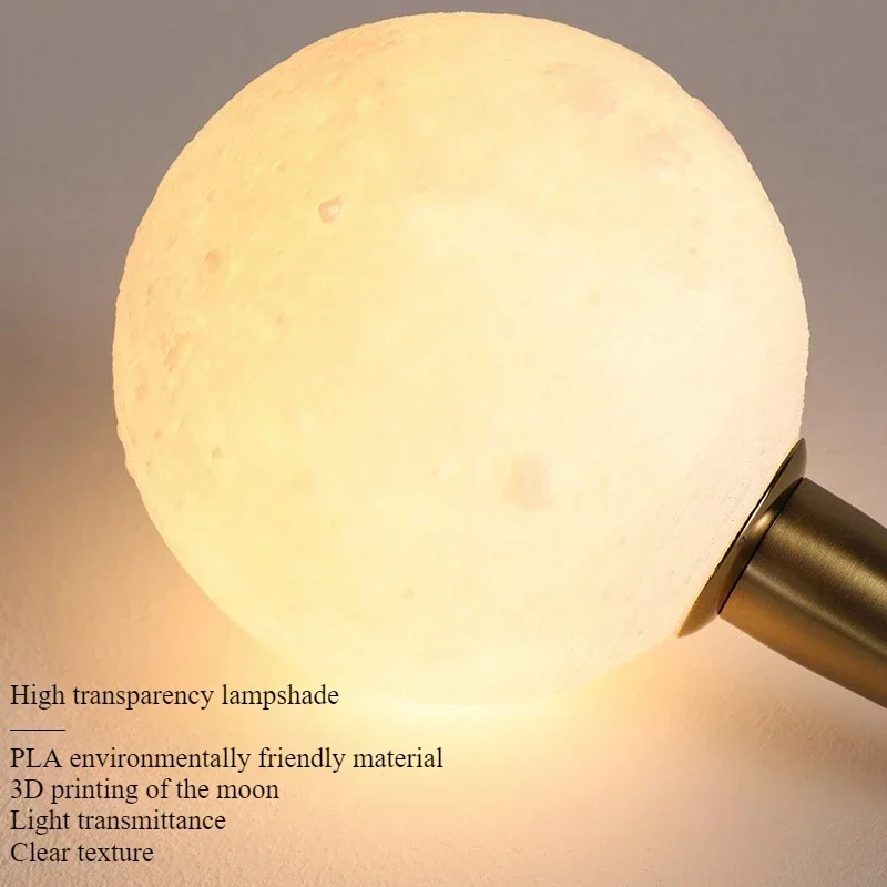 SANDYHA Modern Creative Astronaut Lunar Wall Light Planetary LED Lights Bedroom Decoration Bedlight Lighting Resin Lighting