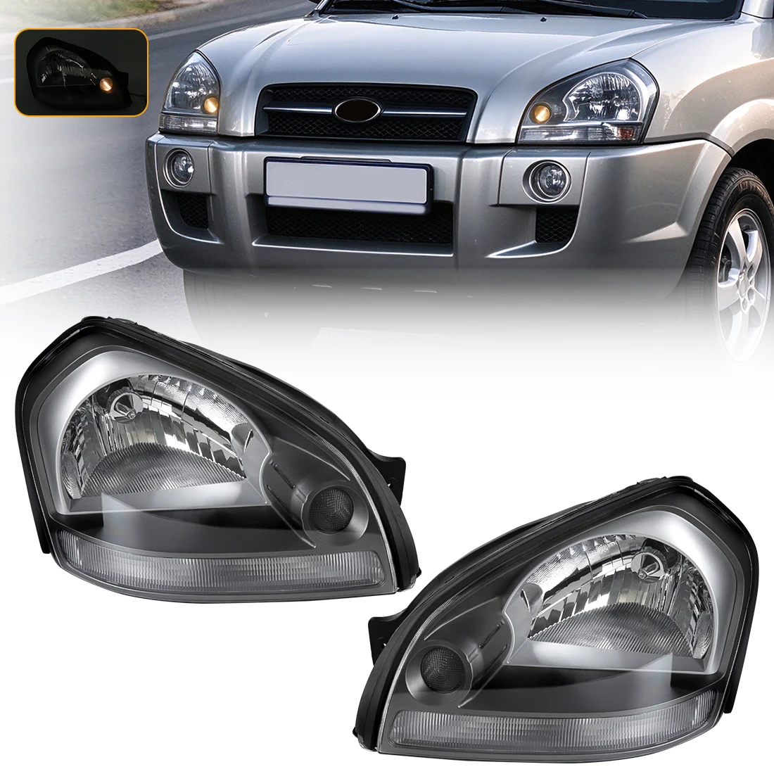 Car Head Lamp For Hyundai Tucson 2005 2006 2007 2008 2009 2010 Daytime Running Lights Headlights Signal Lamp Assembly