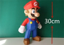 30cm Super Marioed Paper Model Game Figures Home Decor Desk Decoration Papercraft 3D DIY Puzzles Creative Handmade Toy Sculpture