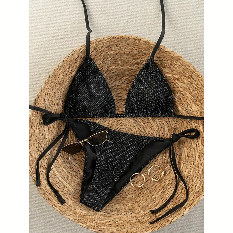 

Сексуальный бразильский комплект бикини 2026: Новый купальник пуш-ап для женщин, однотонный черный пляжный костюм с подкладкой для груди