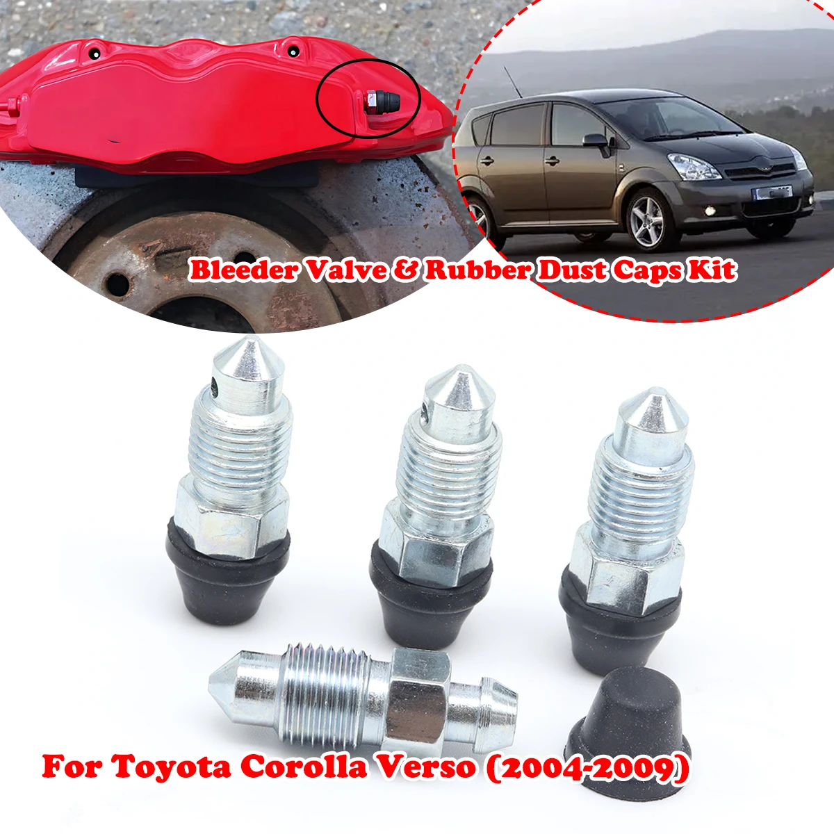 

Front Rear Bleeder Valves Rubber Dust Caps Caliper Bleed Nipple Screw Repair Kit For Toyota Corolla Verso 2004 2005 2006-2009