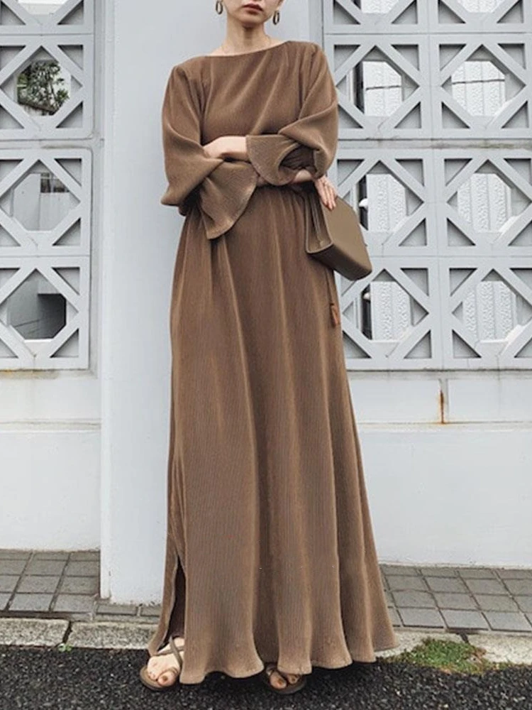 

New In Dresses for Women Spring O-Neck Flare Long Sleeve Woman Dresses Elegant Party Robe Streetwear LOOSE Formal Dresses