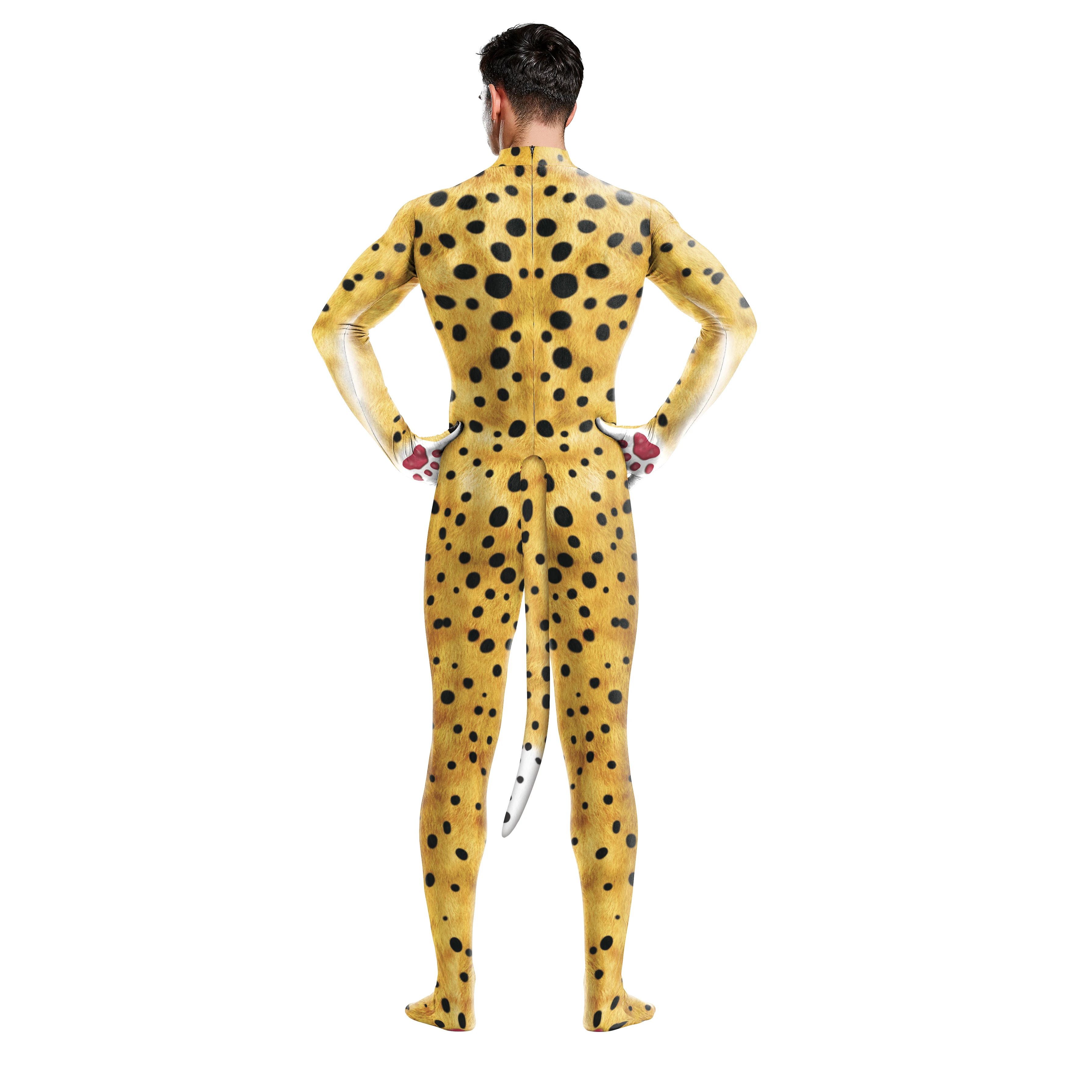 Zawaland-Costume de batterie Zentai pour homme, imprimé 3D, animal guépard, costume de fête d'Halloween, combinaison Catsuit, vêtements complets