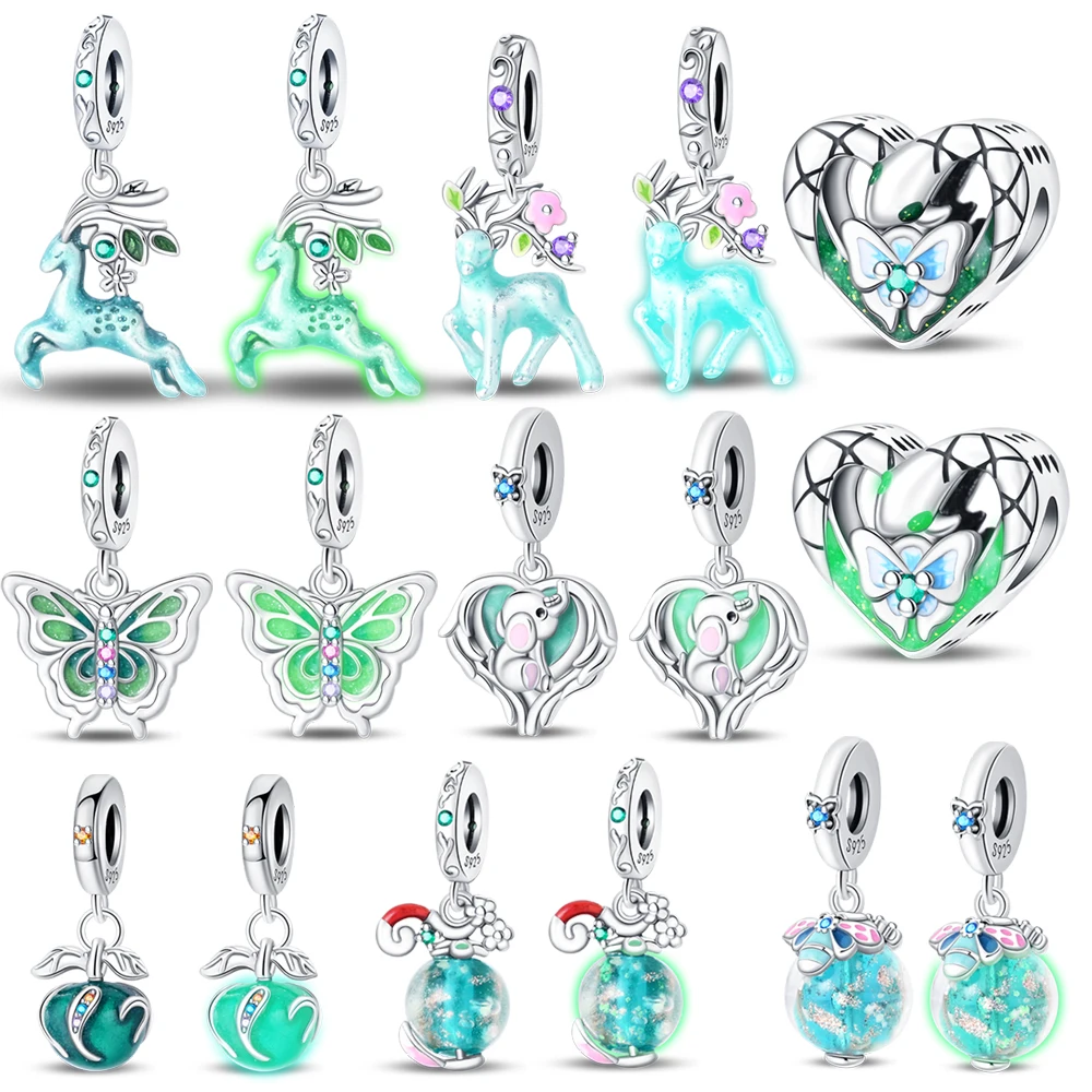 

Delicate 925 Sterling Silver Gleam Butterfly Elephant Fawn Dangle Charm Fit Original Bracelet Exquisite Jewelry Gifts For Women