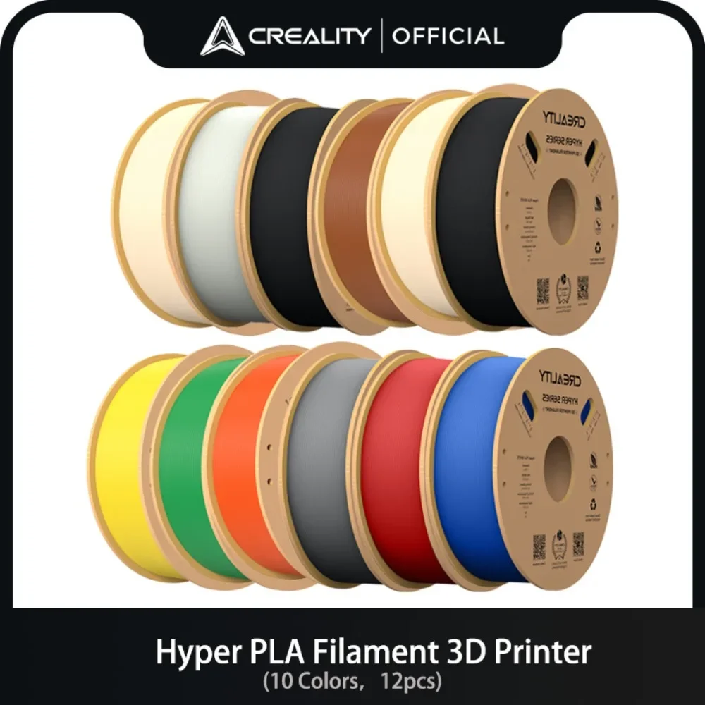 

CREALITY Hyper Series PLA Filament 1.75mm 1KG 12 Spools / Carton Package Way 10 Color Choices 190-230°C Printing Temperature