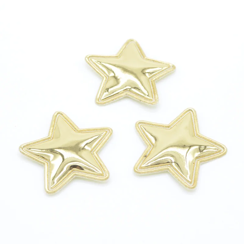 40Pcs 35mm PU Fabric Patches Padded Star Shape Felt Garment Appliques for Hair Hat Decor Giftbox Cake Topper Ornament