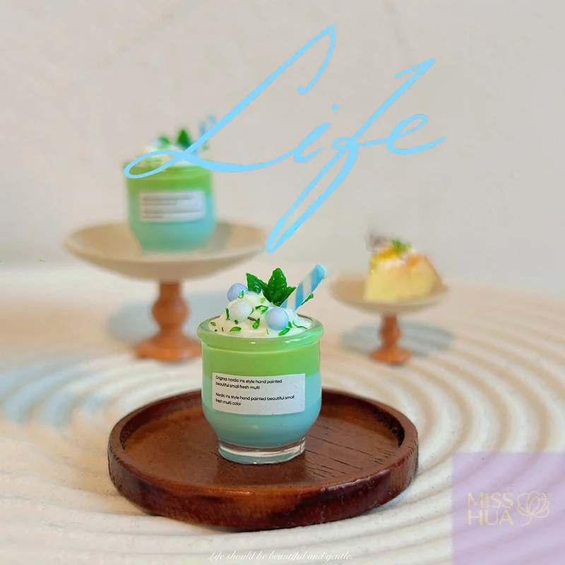 ชุดถ้วยเครื่องดื่มนมมิ้นต์บ้านตุ๊กตา 1/12 น่ารักสำหรับการเล่นที่ใช้จินตนาการ