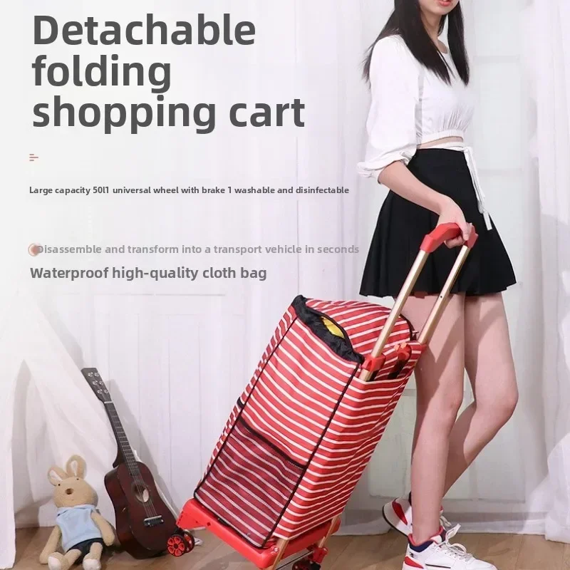 New product trolley aluminum alloy trolley folding shopping cart hand-pulled cart shopping cart with bag