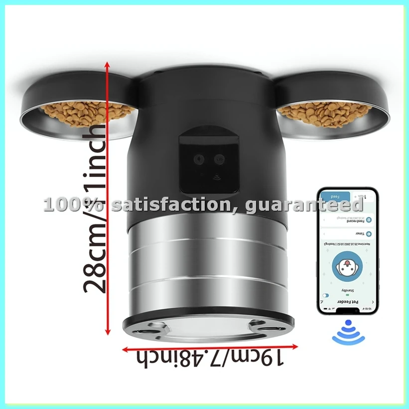 

Автоматическая кормушка для кошек и собак с Wi-Fi, 4,5 л, с двумя мисками, дозатор корма для домашних животных, вилка стандарта США - AD23