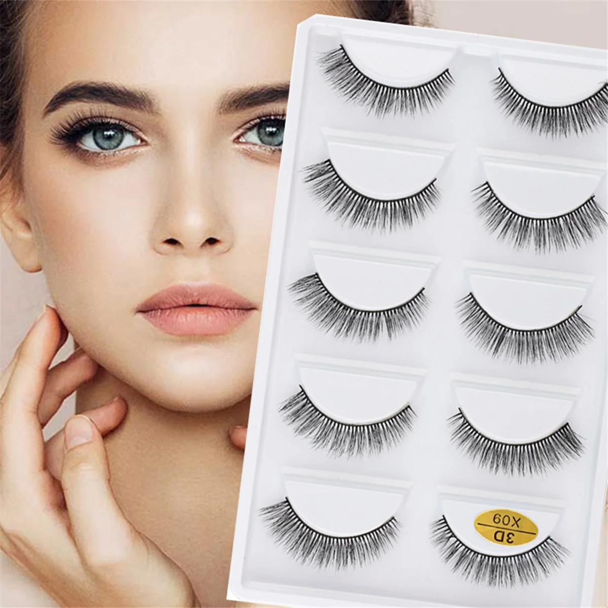 3DX-08 5 Paar natürliche weiche 3D falsche Wimpern handgemachte gefälschte Wimpern Faux Cils Make-up