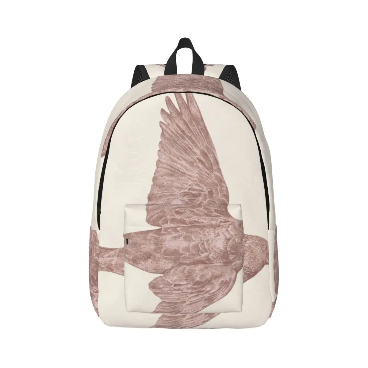 Gothic School Backpack Center Soaring Bird Modern Artistic Light Pink Black White Streetwear Bookbag for Teens College Travel