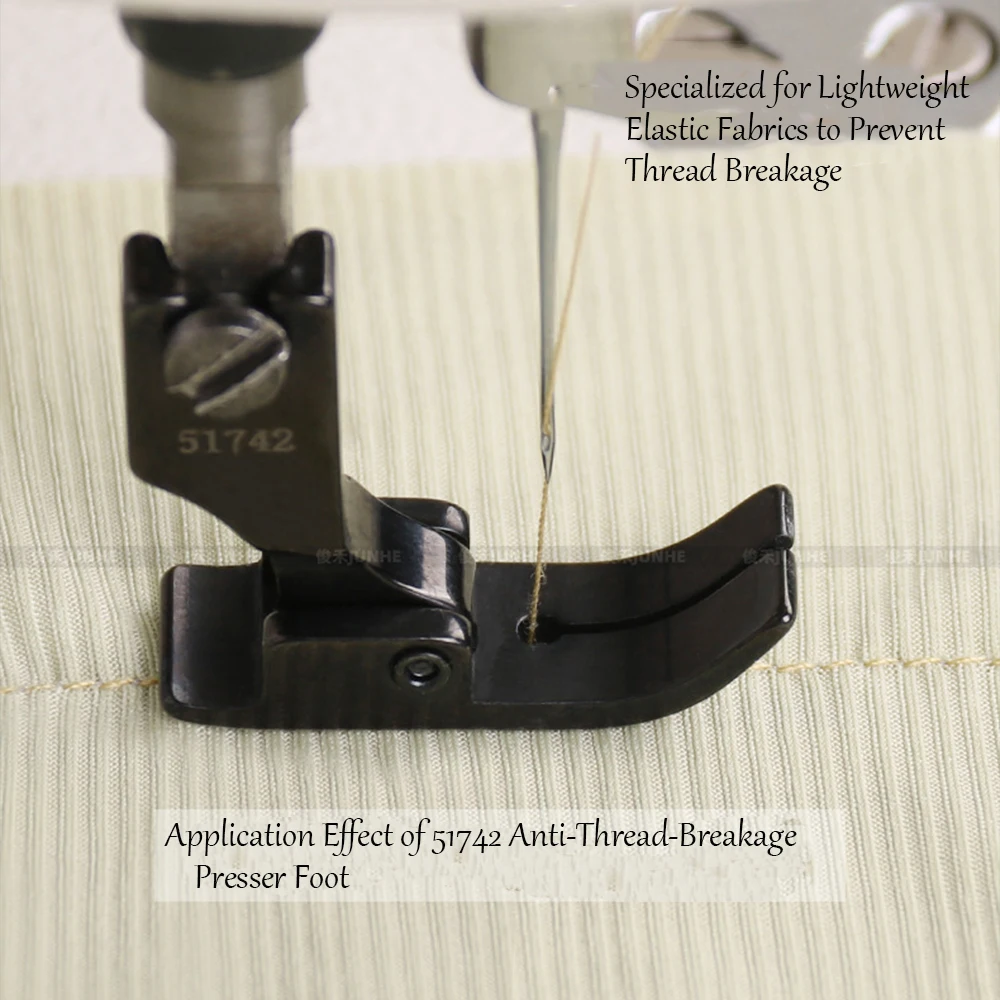 1/2Pcs Black Carbon Steel Sewing Presser Foot 51742 Anti-Skip for Thin Elastic Fabrics (Mesh Chiffon) Fits Flat/Computerized