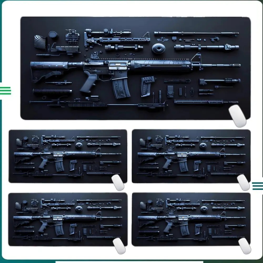 

Oval Tactical Gun Large Mouse Pad Precision Gaming Design Desk Pads Anti-Slip Rubber Bottom Washable Surface Office Mat 900x400