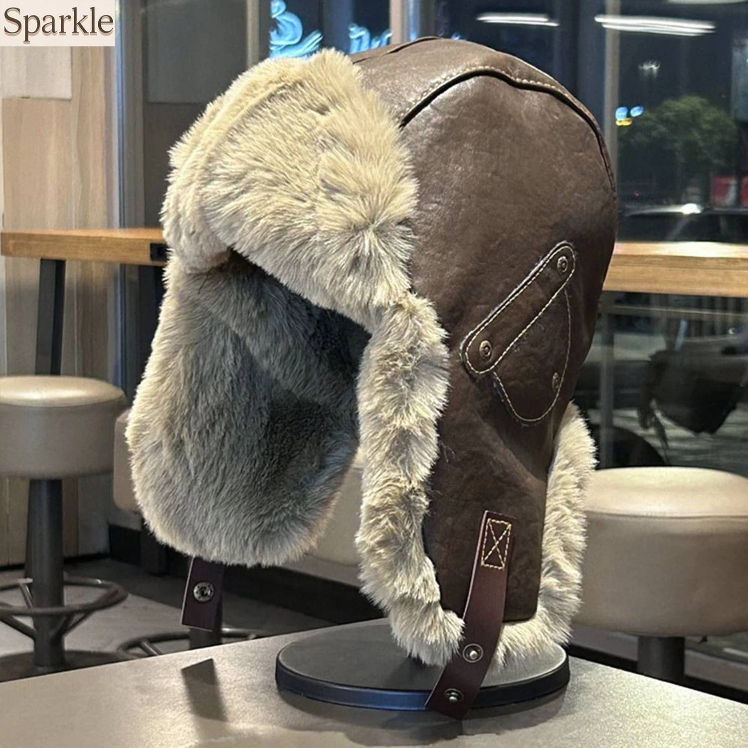 Unisex Thickened Leather Winter Hat Cold Proof Waterproof Outdoor Cycling Skiing Cap with Ear Protection Warm And Cozy