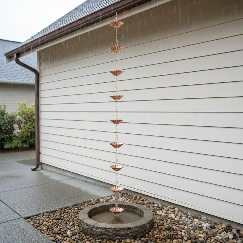 1Pcs Water Supply Chain Decoration Outdoor Rain Chain Metal Japanese Style Eaves Drainage Chain Villa Courtyard Rain Chain