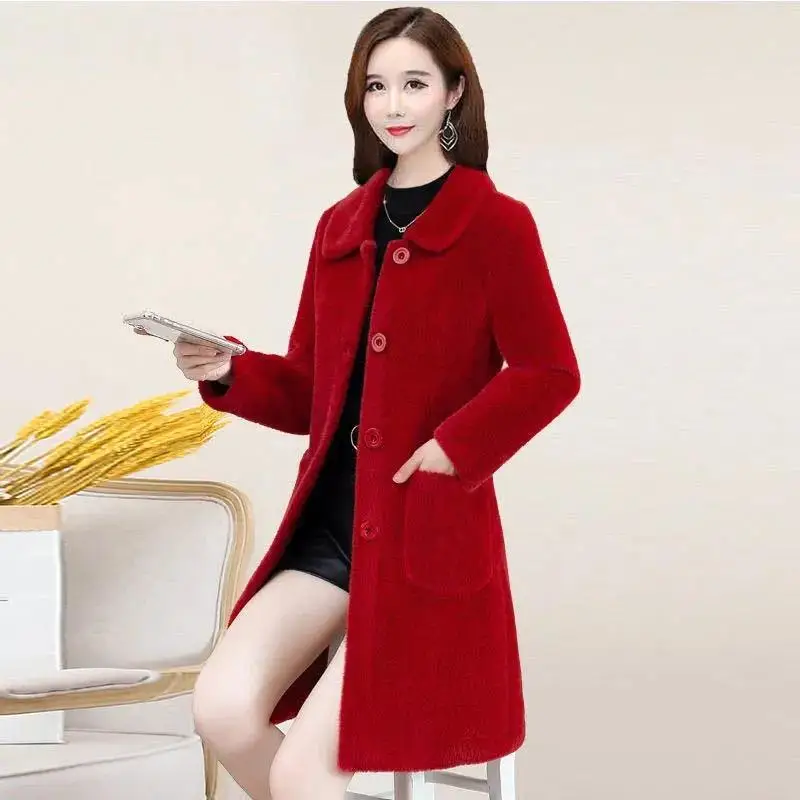 Winter Lamb Velvet Jacket Women Clothing Autumn Winter Slim Wool Coat Female Loose Warm Thicken Long Parka Outwear Traff Za Oem