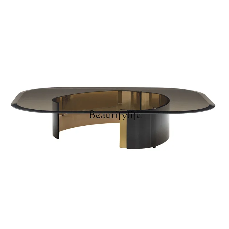 

FG11Italian Minimalist Tempered Glass Coffee Table Living Room Home Sofa round Tea Table