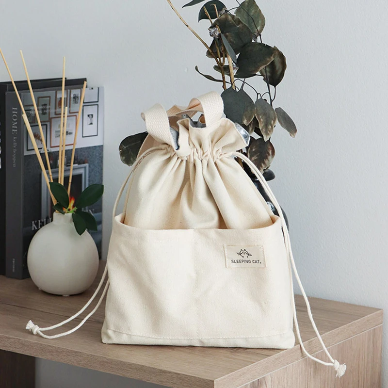 Bolsa de almuerzo de lona con cordón, caja térmica Bento de papel de aluminio grueso, bolsos refrigeradores para oficina y exteriores, 1 Uds.