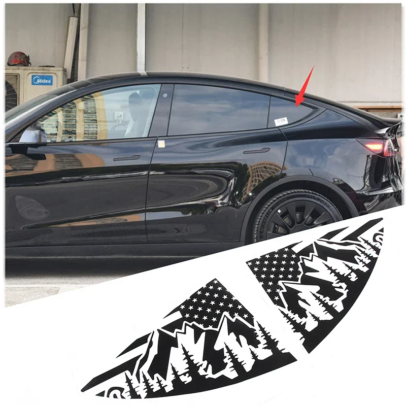 

For Tesla Model Y PVC material rear triangle window glass decorative sticker appearance modification accessories 2Pcs