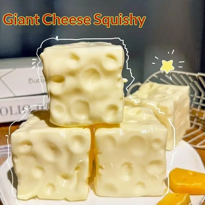 6/7cm Slow Rising Squeeze Cheese Toy Soft Stress Relief Decompression Fidget Block Toy for Indoor Outdoor Play