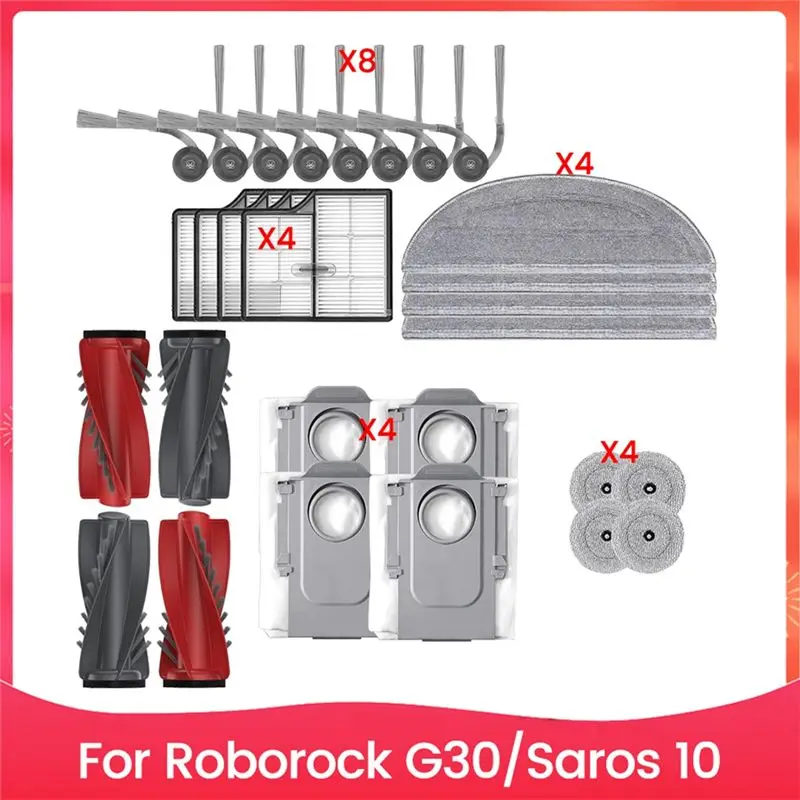 

A24F-Запасные части для робота-пылесоса Roborock G30 Saros 10: основная щетка, боковая щетка, фильтр, мешок для пыли, тряпка для мытья полов