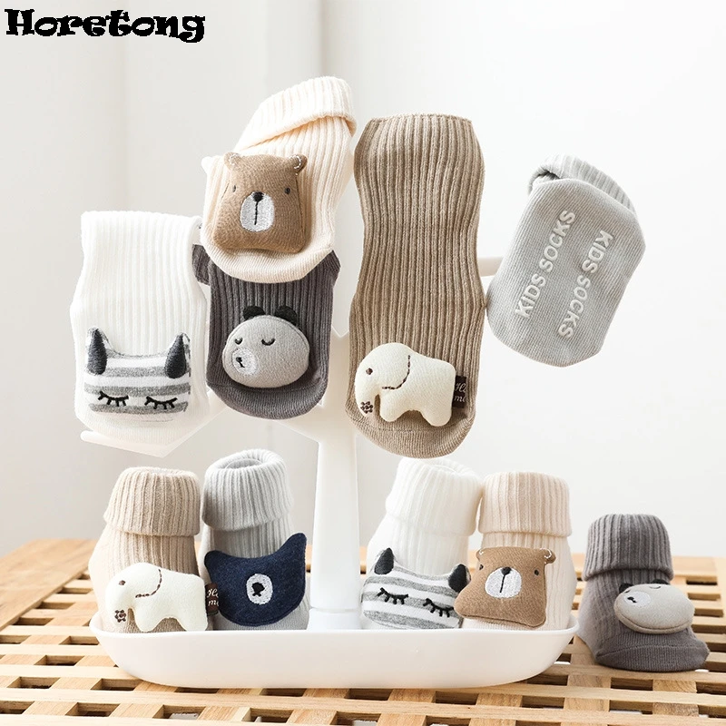 

Cute Cartoon Bear Baby Socks For Boys Girls Spring Autumn Soft Cotton Anti Slip Soled Newborn Toddler Sock Kids Warm Socken