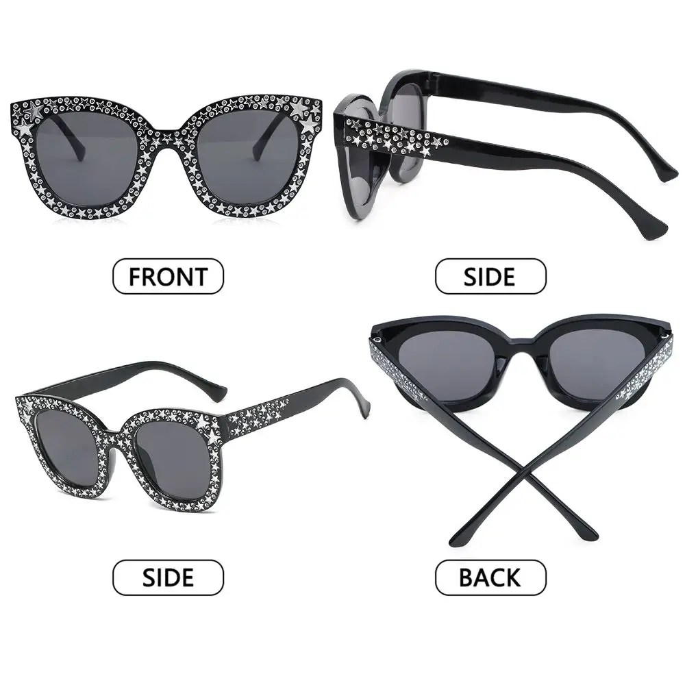 Retro Crystal Rhinestone Frame Oversized Sunglasses Women Sunglasses Female Shades Square Sunglasses