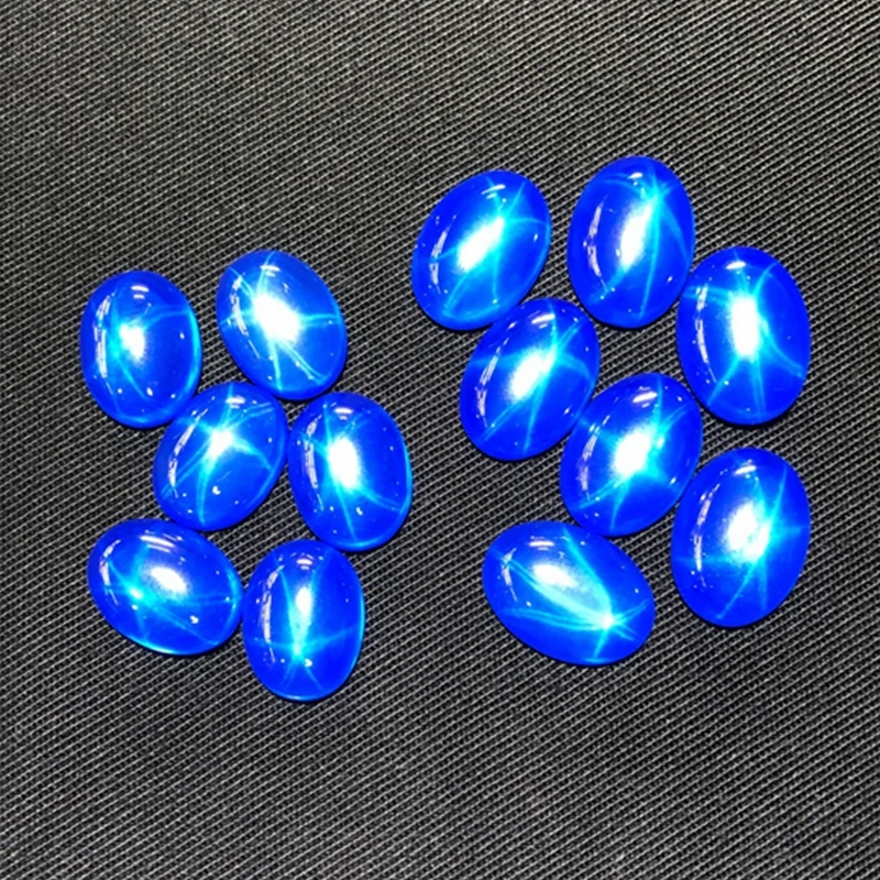 Large Star Blue Sapphire Corundum Oval 13x18mm Cabochon Smooth Polished Surface Cabochon Flat Back Gemstones For Jewelry Making