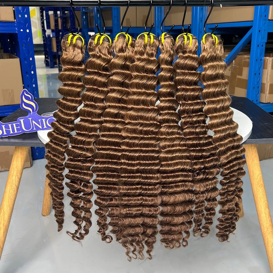 Deep Wave #8 Color Human Hair Bundles Double Weft 100% Vietnamese Virgin Hair Weaving Extensions 100grams 1/2/3/4 Bundle Deal