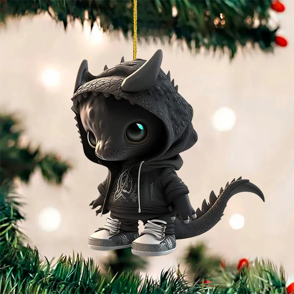 4Pcs Dragon Statue Hanging Decor Exquisite Christmas Cartoon Dragon Decorations Realistic Cute Dragon Pendant for Dinosaur Lover - Image 3